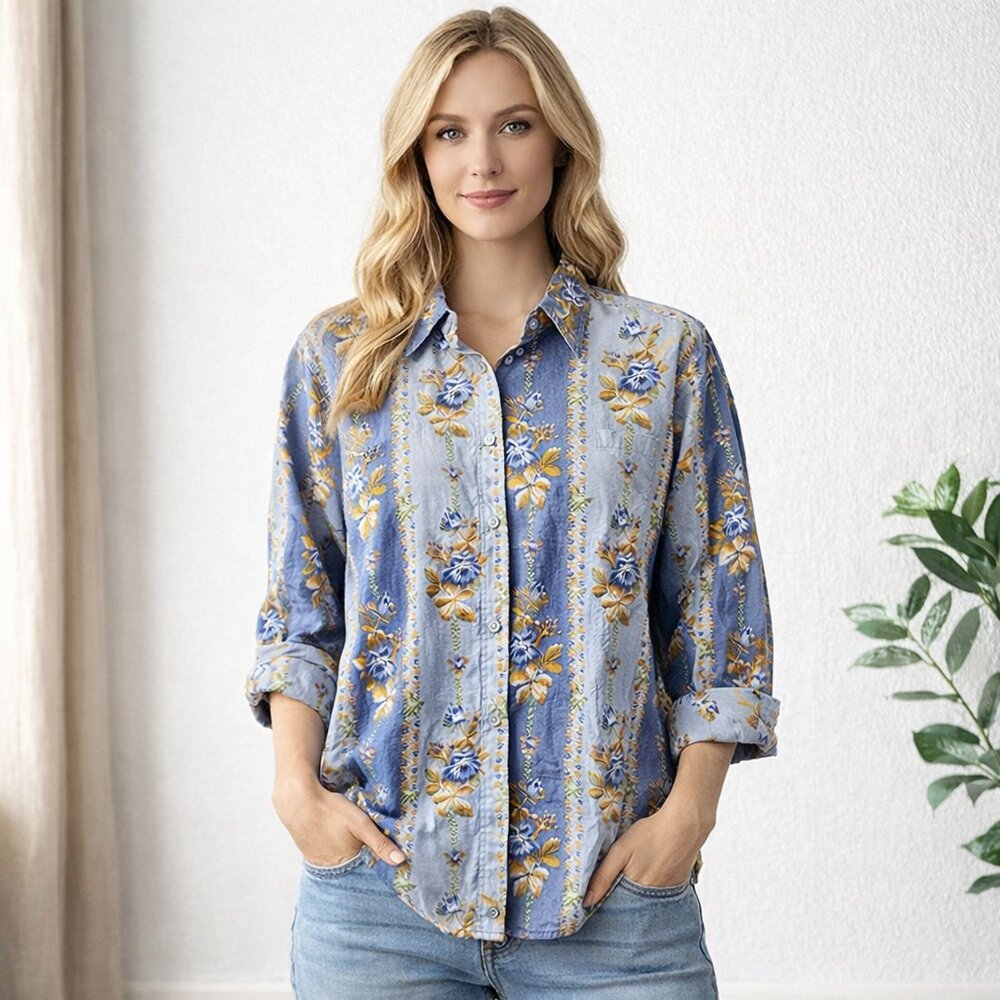 Women's Medium Floral Cotton Cottagecore Boho Prairie Romantic Garden Picnic